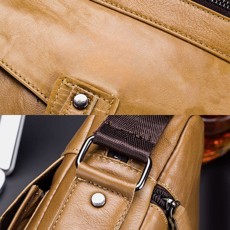 Men's Genuine Leather Retro Business Crossbody Shoulder Bag