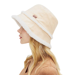 Women Suede Lamb Hair Casual Fashion Elegant Keep Warm Outdoor Bucket Hat