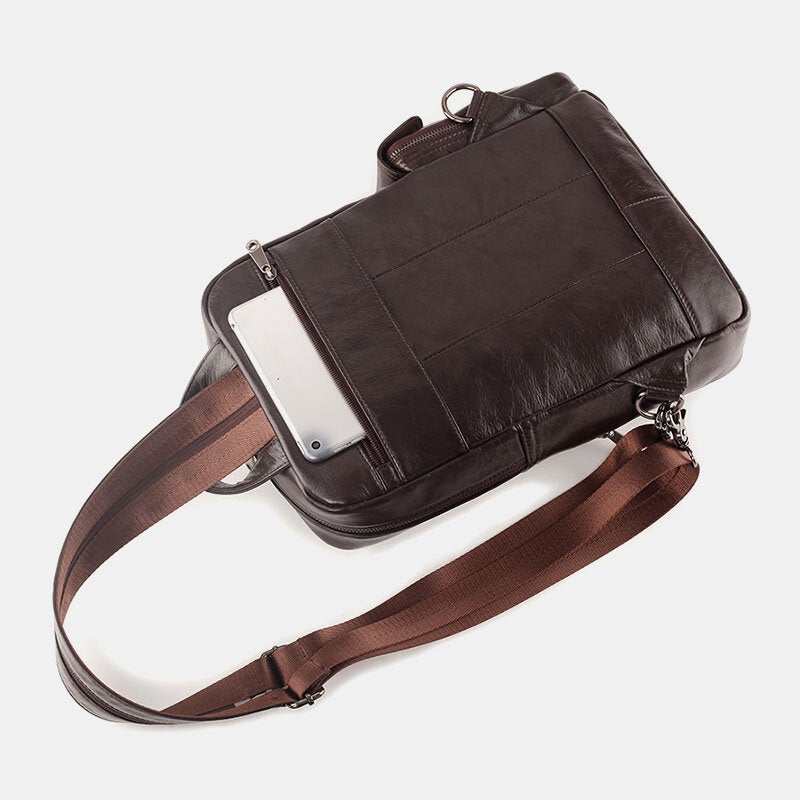 Men Genuine Leather Multifunction Multi-Carry Outdoor Travel Cowhide Crossbody Bag Backpack