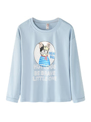 Women's Cartoon Animal Print Pajama Set - Pullover & Elastic Waist Pants