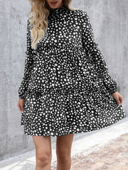 Women Bohemian Retro Knee Length Polka Dots Casual Midi Dresses