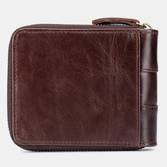 Men Genuine Leather Bifold Large Capacity RFID Anti-theft 12 Card Slots Holder Coin Purse Money Clip Wallet