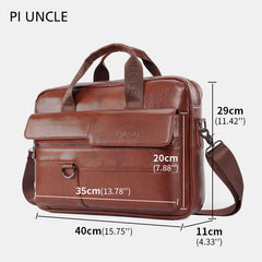 Men Large Capacity Genuine Leather Messenger Bag Handbag For Business