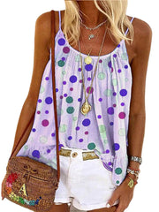 Summer Polka Dot Print Sleeveless Sling T-shirts Casual Loose Tank Top