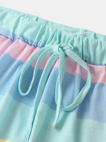 Women Striped Plus Size Pajamas Sleeveless Soft Sleepwear With Tank Top