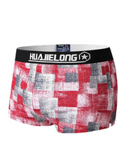 Mens 100% Cotton Colorblock Print Breathable Thin Elastic Mid Waist Arrow Short Boxers