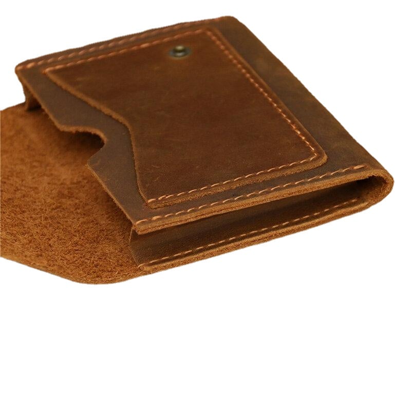 Men Crazy Horse Leather Hasp Wallets Retro ID Card Driver's License Card Holder Money Clip