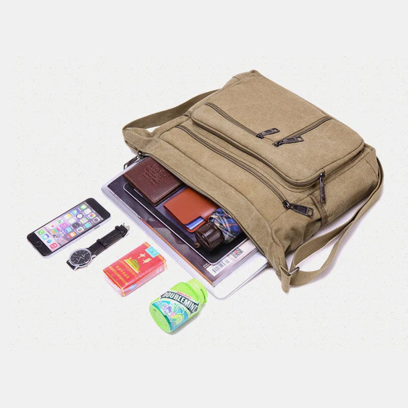 Men's Large Canvas Shoulder Crossbody Bag for Travel