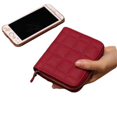 Women Quilted Zipper Short Wallet Girls Cute Mini Purse Card Holder Coin Bags