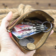 Men Genuine Leather Vinatge Casual Zipper Cash Wallet