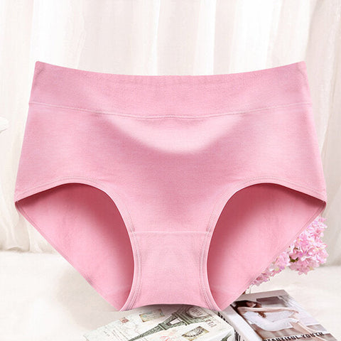Comfy Soft Cotton Solid Color Mid Waist Hip Lifting Breathable Briefs Antibiosis Panties