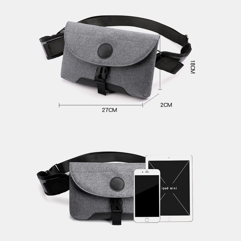 Men USB Charging Solid Color Casual Outdoor Sport Multi-carry Chest Bag Crossbody Belt