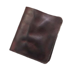 Men Bifold Vertical Cowhide Fold Wallet Retro Multi-card Slot Card Holder Money Clip Mini Coin Purse