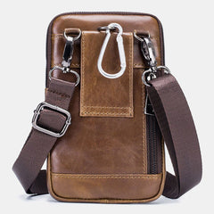 Men Genuine Leather Large Capacity Anti-theft Vintage 5.5 Inch Phone Bag Waist Crossbody Shoulder