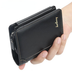 Men Faux Leather Causal Business Zipper Coin Wallet