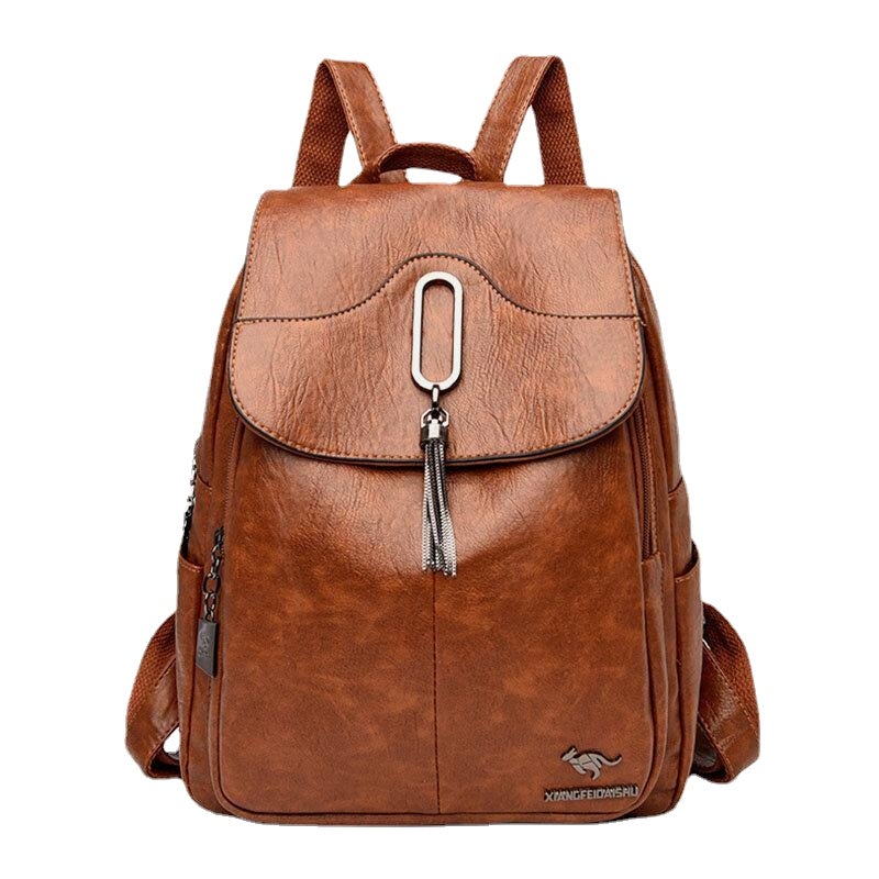 Women Multi-pocketsAnti-Theft Backpack Leage Capacity Soft Leather Shoulder Bag