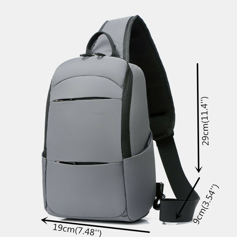 Men Oxford Large Capacity USB Charging Multi-Layers Waterproof Crossbody Bag Chest Sling