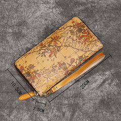 Unisex Genuine Leather Embossed Retro Vintage Multi-slot Clutch Bag Wallet