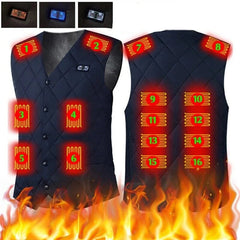 Men's Heated Vest - 16 Zones, Triple Temp Control, USB Electric Jacket for Winter Camping & Hiking