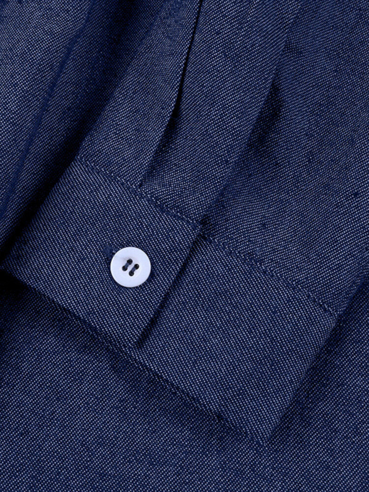 Women Solid Color Button Front Camp Collar Daily Jumpsuit