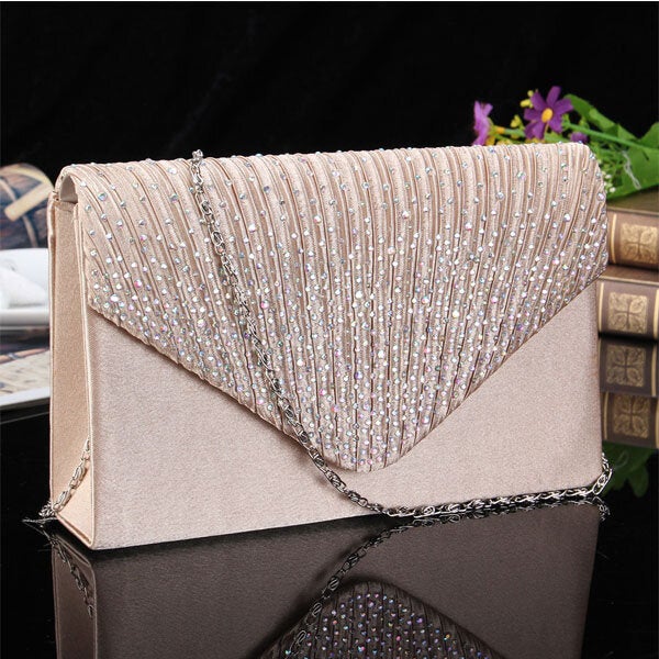 Women  Evening Bridal Wallet Envelope Flash Diamond Clutch Portable Shoulder Crossbody Bag