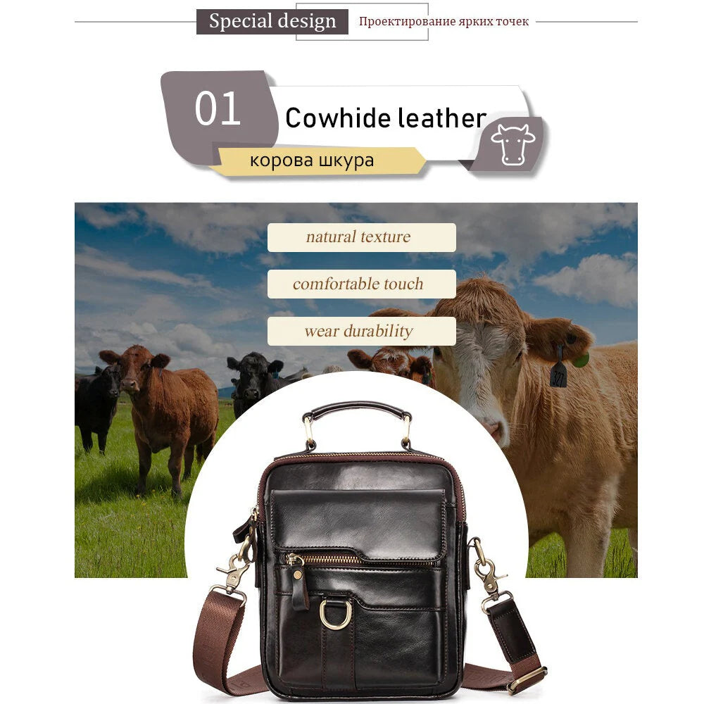 Men's Genuine Leather Large Capacity Shoulder Handbag