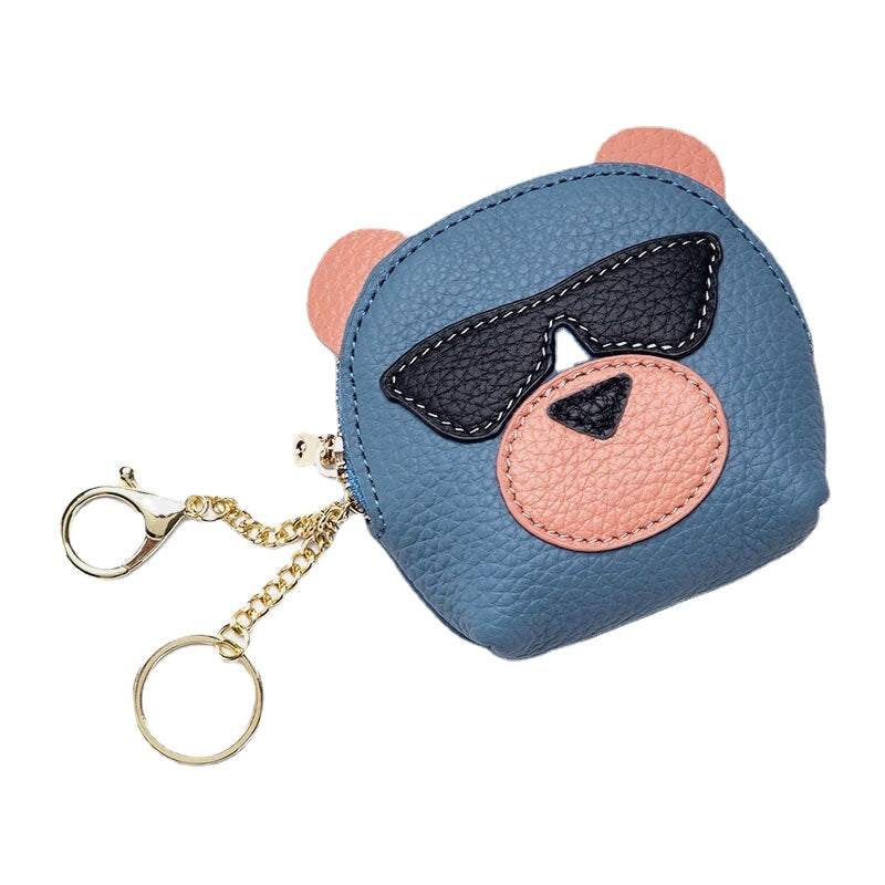 Women Genuine Leather Cute Bear Creative Mini Coin Bag Small Wallet For Card