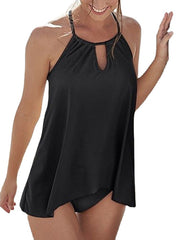 Women's Swimwear Tankini 2 Piece Normal Swimsuit Quick Dry 2 Piece Solid Color Black Red Blue Tank Top Bathing Suits Sports Beach Wear Summer