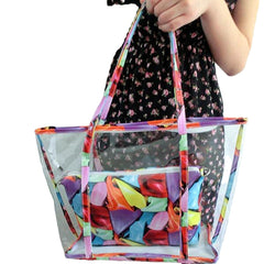 Women Clear Transparent Flowers Beach Shopping Bag Shoulder Handbag Tote Purse