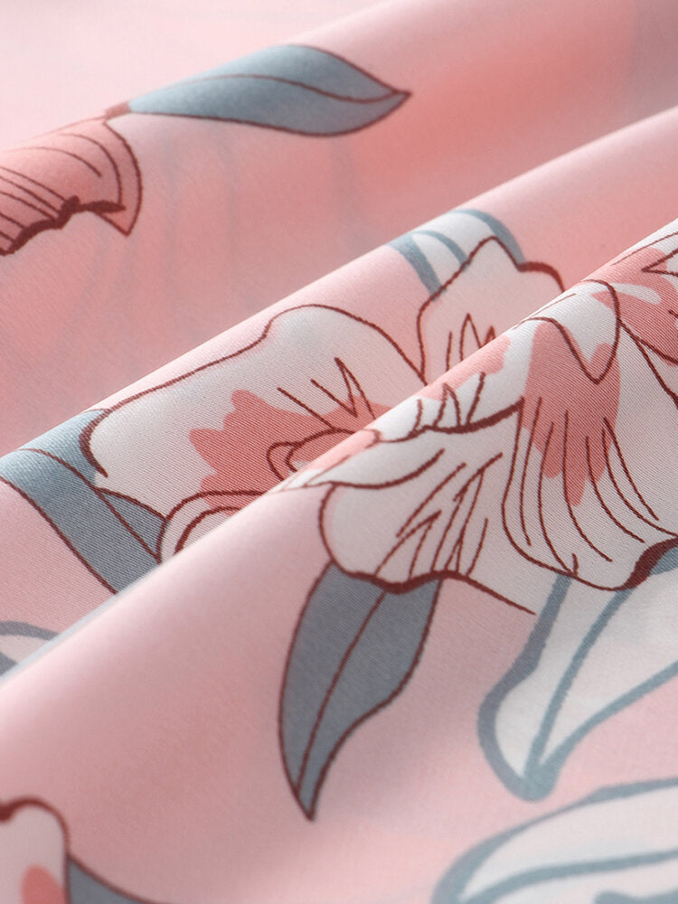 Women's Floral Lace Trim Pajama Set - Smooth Vest & Shorts