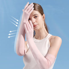Jassy Women's Ice Silk Road Finger Outdoor Riding Driving Non-slip Breathable Long Sunshade Sunscreen Gloves