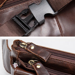 Men Genuine Leather Multi-pocket Chest Bag Waist Vintage 6.5 Inch Phone Anti-Theft Sling Crossbody Shoulder