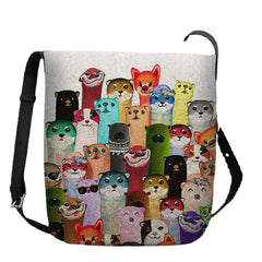 Women Felt Cute Cartoon Colorful Moles Pattern Multi-carry Crossbody Bag Shoulder Bag