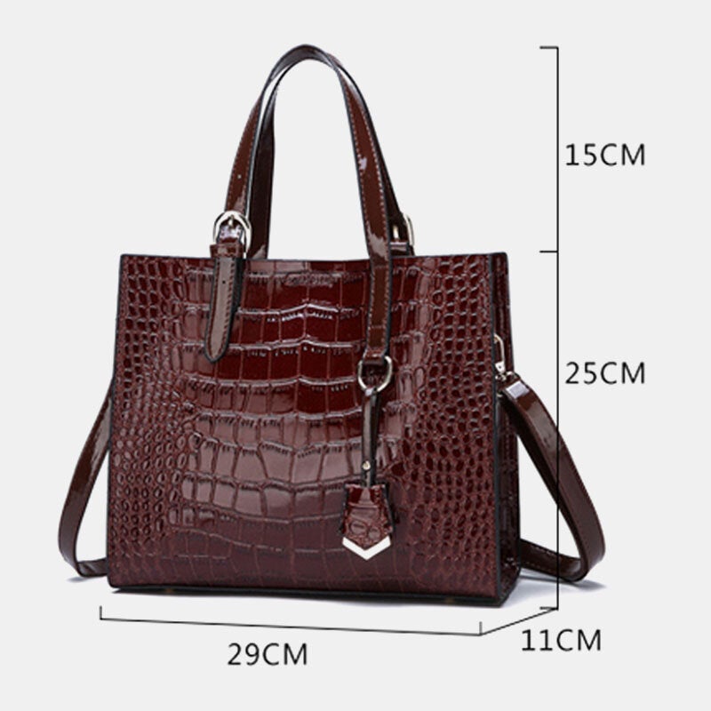 women 2pcs alligator pu multi pocket large capacity handbag crossbody bag tote