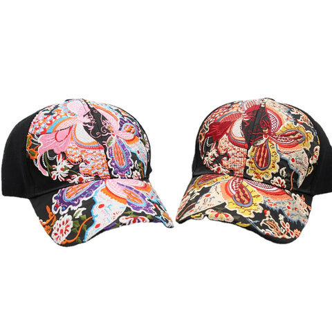 Women Sunscreen Sun Hat Fashion Flower Embroidery Duck Hat Baseball Cap