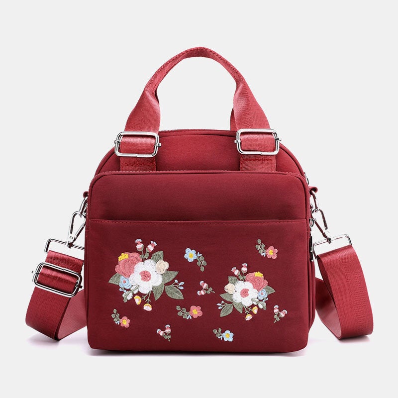 Women Light Weight Waterproof Flower Embroidered Crossbody Bag Shoulder Bag