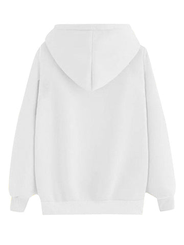 Hoooded Print Long Sleeve Women Casual Sweatshirt