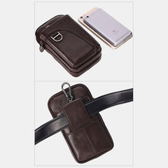 Men Cowhide Leather Genuine Multifunctional Waist Bag Phone