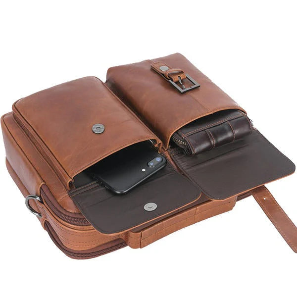 Men's Large Capacity Genuine Leather Crossbody Handbag