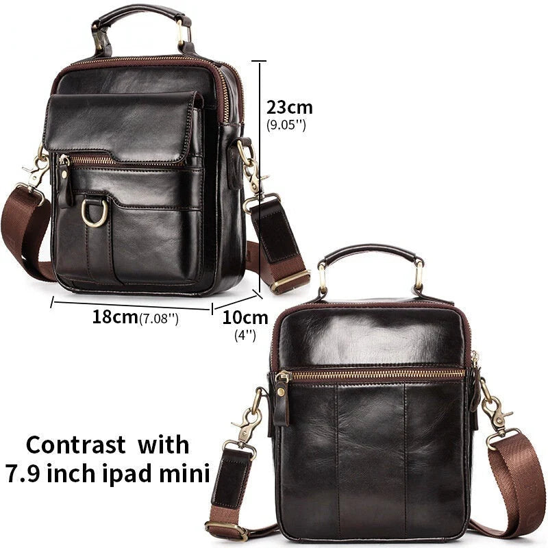 Men's Genuine Leather Large Capacity Shoulder Handbag