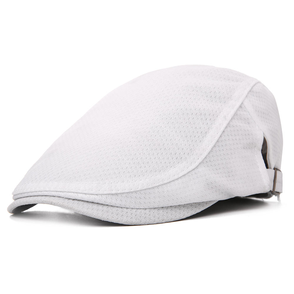 Men Polyester Mesh Breathable Beret Hat Adjustable Sunshade Visor Ivy Newsboy Caps
