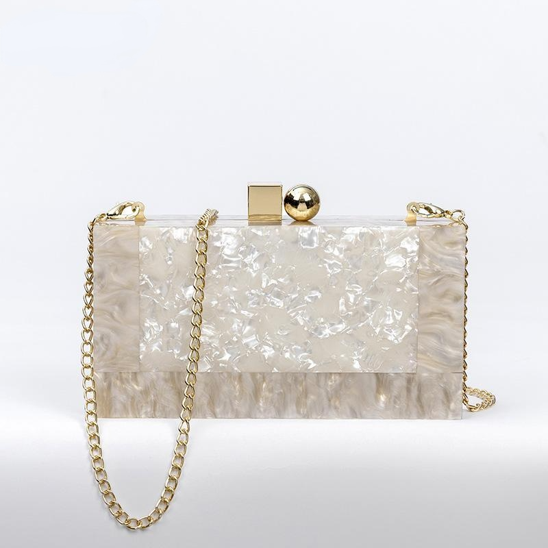 Acrylic Box Bags Hard Surface Women Elegant Shoulder Bags Rectangle Clutches Wedding Fashion Party Purse