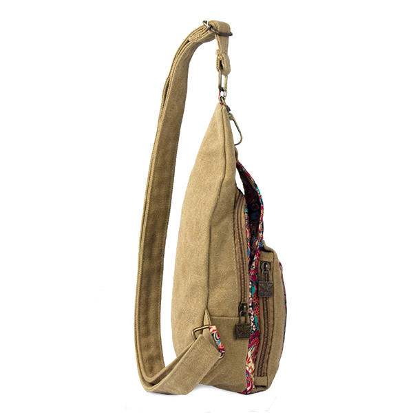Canvas Retro National Floral Women Crossbody Bag Chest Sling