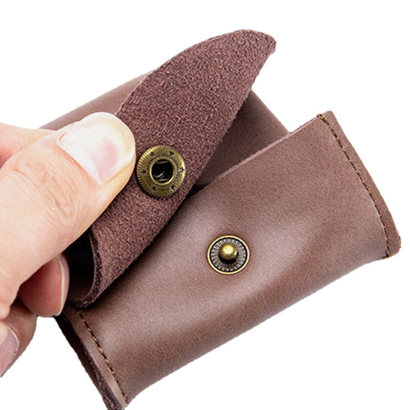 Unisex Genuine Leather Casual Mini Coin Earphone Storage Bag Wallet Coin Bag