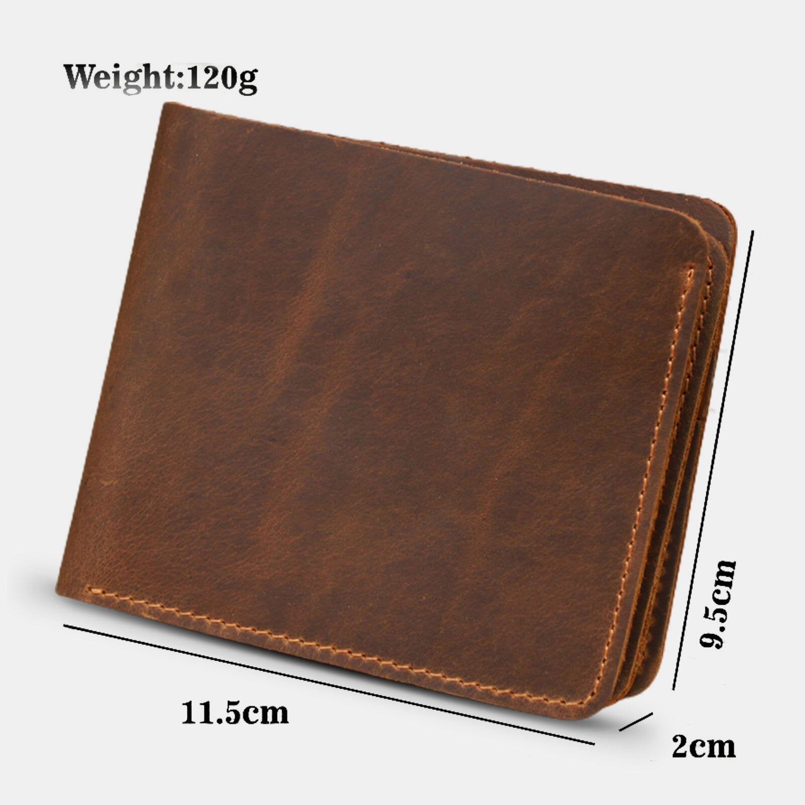 Men Genuine Leather Vintage Durable Light Weight Wallet Retro Business Tri-fold Wallet