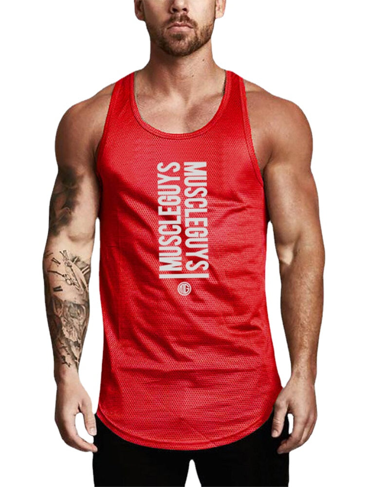 6 Colors Men Text Print Workout Fitness Sleeveless Sport Tank Tops