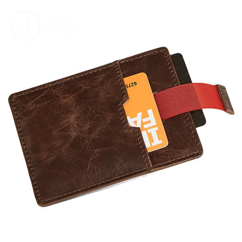 Blocking Anti Theft Men Genuine Leather Card Holder Retro Casual Document Wallet