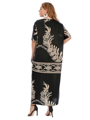 Plus Size Ethnic Print Short Sleeve Loose Casual Dress