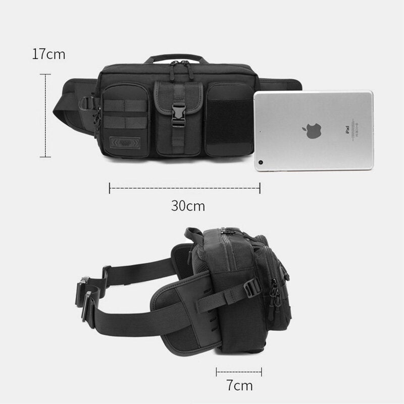 Men Oxford Three Front Pocket Waterproof Breathable Chest Bag Casual Travel Multifunction Large Capacity Sport Waist