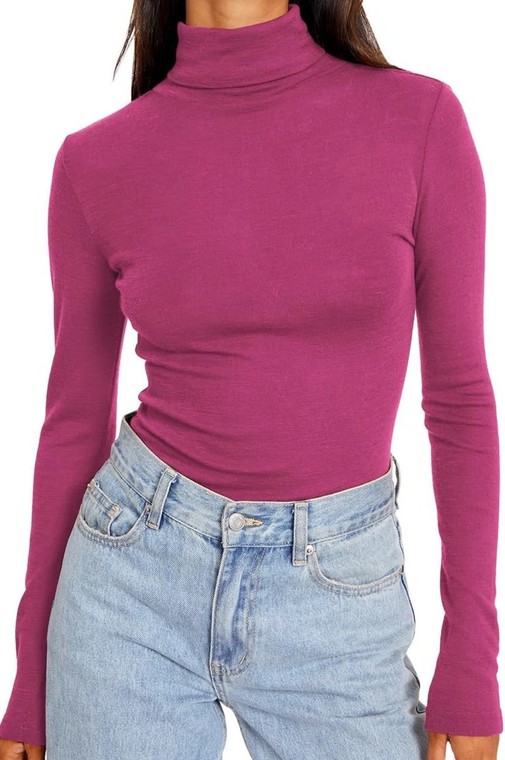 Women's Turtleneck Long Sleeve Shirts Fall Fashion Basic Layering Slim Fit Soft Thermal Underwear Tops